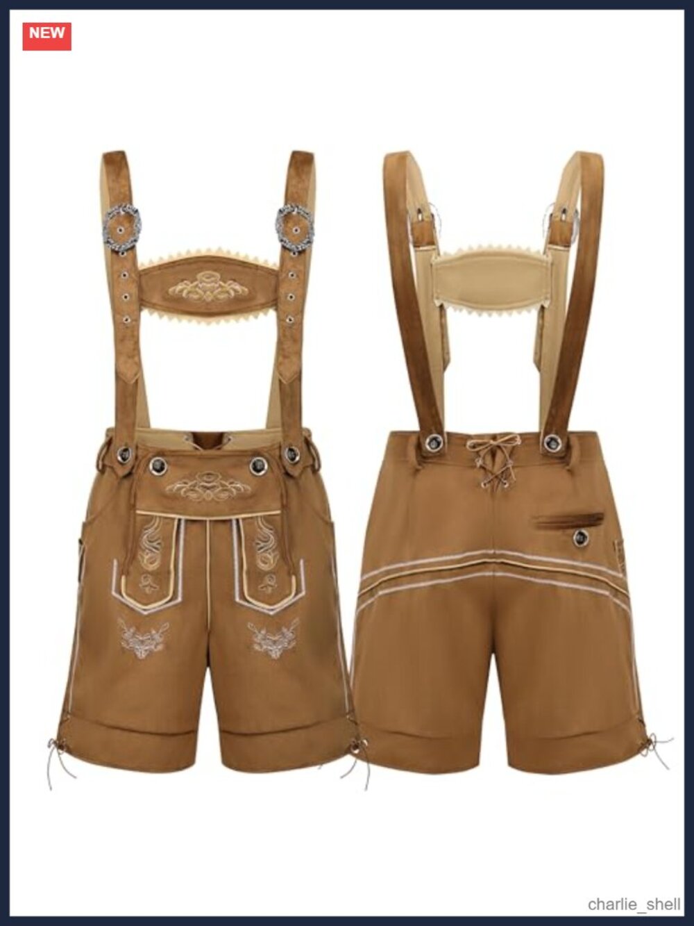 Men's Oktoberfest Lederhosen Costume Traditional Bavarian Pants Suspender